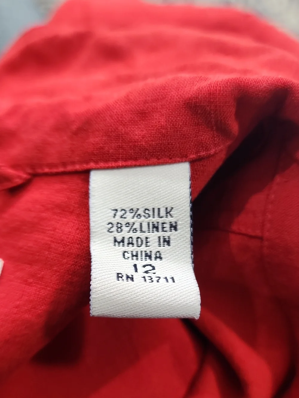 Vintage Amanda Smith Red Midi Button Front Dress Linen & Silk Tie Waist - Picture 6 of 8